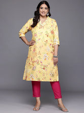 Plus Size Floral Printed Gotta Patti Kurta-AP-AHKUMSDP-635