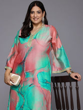 Plus Size Printed Flared Sleeves Chanderi Kurta-AP-AHKUORDP-1136