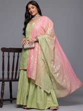 Women Pure Cotton Printed Kurta Sharara Set with Ombre Dupatta-AP-AHKUSHDU-COMBO-1038