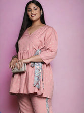 Pink Plus Size Ethnic Printed Wrap Tunic-AP-AHTUPRGP-8158