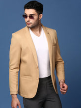 Men Khaki Slim Fit Single Breasted Blazer-AR-Z1-Khaki