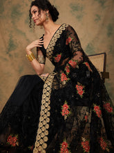 Womens Fashion Ethnic Black Color Sarees-MLSHWSA1122BLK0ONE