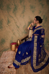 Womens Fashion Ethnic Blue Color Sarees-MLSHWSA1135BLU0ONE