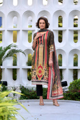 Women's Silk Blend Multi Embroidered Kurta Pant With Dupatta-AVT-S2055-Multi