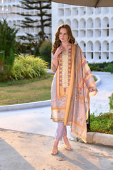 Women's Silk Blend Multi Embroidered Kurta Pant With Dupatta-AVT-S2060-Multi