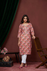 Women's Cotton Linen Multi Printed embellished Kurti-AVT-S2069-Multi