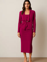 Women Fuchsia Strappy Bodycon Dress With Shrug-BADRSS12584