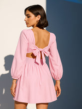 Women Pink Poplin Back Tie Knot Dress-BADRSS12599