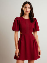 Women Maroon Side Cut Out Short Dress-BADRSS12795