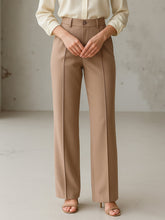 Women Beige Front Darted Straight Fit Pants-BAPANT51172