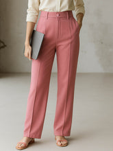 Women Pink Front Darted Straight Fit Pants-BAPANT51173