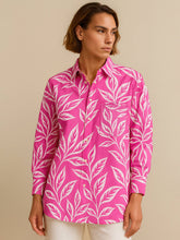 Women Fuchsia Tropical Floral Oversized Shirt-BASHRT20545