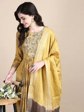 Women Floral Mustard Straight Kurta Set with Dupatta-BCK-1818-Mustard