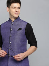 Men Mandarin Collar Solid Blue Nehru Jacket-BD-901-Blue
