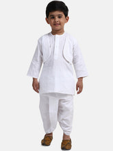 Cotton Dhoti Kurta Set for Kids - White | BD22DK26WHA