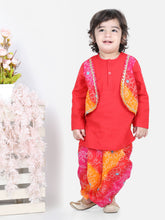 Cotton Flax Dhoti Kurta Set for Boys - Red | BD22DK43RDC