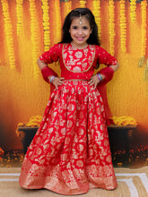 Chanderi Lehenga Choli Set for Girls - Maroon | BD24LC83RDB