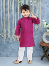 Cotton Kurta Pajama Set for Kids - Purple | BH23KP42PRA
