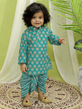 Cotton Dhoti Kurta Set for Boys - Blue | BR23DK50BLA