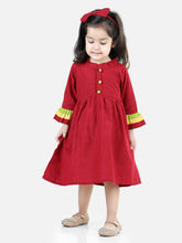 Cotton Dress for Girls - Maroon | BS23DR55MRA
