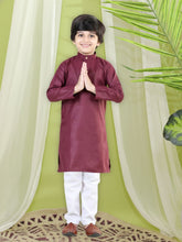 Cotton Kurta Pajama Set for Boys - Maroon | BS23KP43PRA