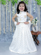 Chanderi silk Lehenga Choli Set for Girls - White | BS24LC70WHA