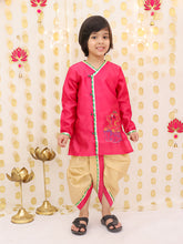 Tafetta Dhoti Kurta Set for Boys - Peach | BS25DK17PIA
