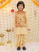 Poly Silk Dhoti Kurta Set for Boys - Gold | BS25DK18GDA