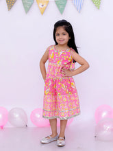 Ethnic Summer Sleeveless Tie & Dye Dress For Girls - Red-BS25DR24RDA