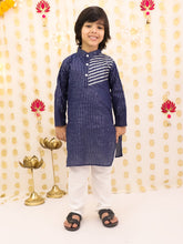 Cotton Kurta Pajama Set for Boys - Navy Blue | BS25KP14NBA
