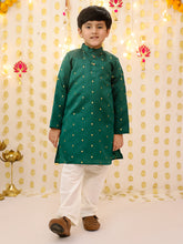 Tafetta Kurta Pajama Set for Boys - Green | BS25KP15GRA