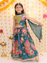 Organza Lehenga Choli Set for Girls - Green | BS25LC10GRA