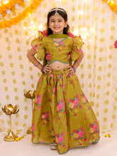 Organza Lehenga Choli Set for Girls - Mustard | BS25LC12MSA