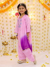 Silk Blend Ethnic Suit Set for Girls - Pink | BS25SU19PIA
