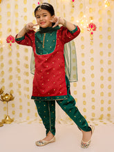 Cotton Ethnic Suit Set for Girls - Maroon | BS25SU23RDA