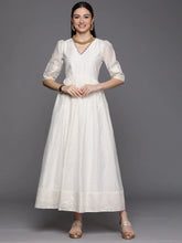 Off white Chanderi Gold Paste Printed Dress-AHDRCHGP-1000