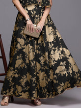 Printed Flared Maxi Skirt-AHSKCRSP-15032