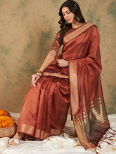 Womens Fashion Ethnic Rust Color Sarees-MLSHWSA1231RUS0ONE