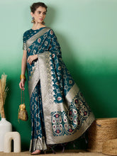 Womens Fashion Ethnic Teal Color Sarees-MLSHWSA1398TEL0ONE