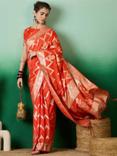 Womens Fashion Ethnic Orange Color Sarees-MLSHWSA1407ORG0ONE