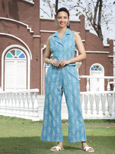 Stylum Women's Aqua Geomatric Cotton Slub Co-Ord Set (CSAQUATUMBA)