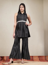 Women's Woven Lurex Striped Cotton Blend Co-Ord Set-CSBLKCURRENT