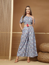 Stylum Women's Blue Animal Printed Cotton Co-Ord Set (CSBLUEKALAM)