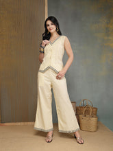 Stylum Women's Cream Solid Cotton Co-Ord Set (CSCREAMJOJU)