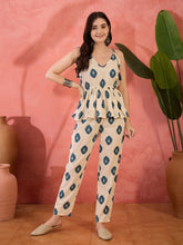 Stylum Women's Cream Printed Rayon Co-ords Set (CSCREAMMURFY)