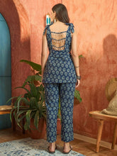 Stylum Women's Indigo Floral Printed Cotton Co-Ord Set (CSINDIGOFOLL)