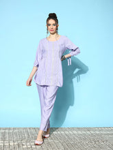 Women's Self Design Rayon Blend Co-Ord Set-CSKALKIPURPLE