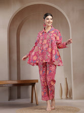 Stylum Women's Pink Floral Printed Cotton Co-Ord Set (CSPINKBEACH)