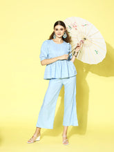 Women's Self Design Rayon Blend Co-Ord Set-CSTAIGUNBLUE