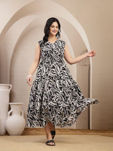 Stylum Women's Black Abstract Printed Poly Rayon Tiered Dress (DRSBLACKELARA)